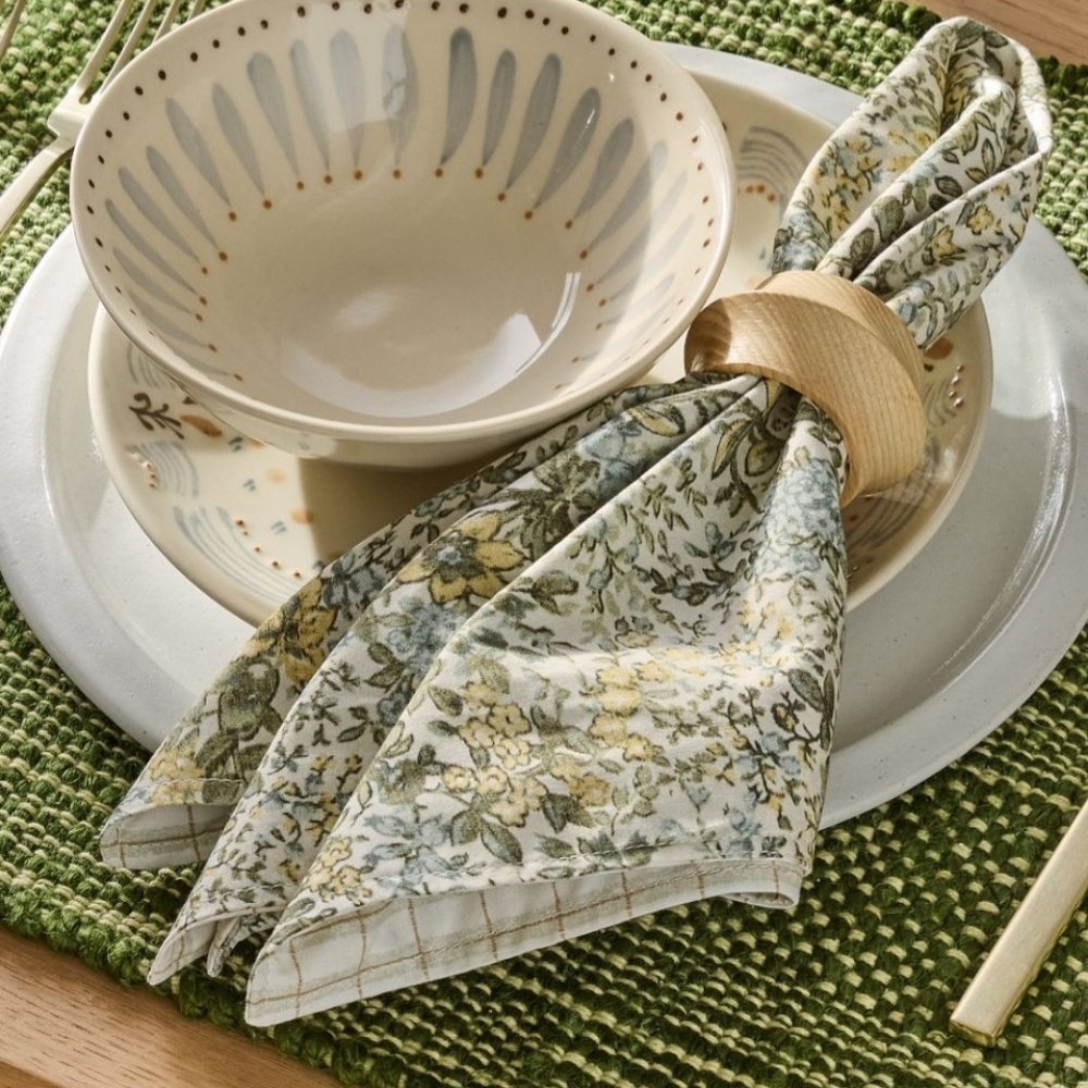 ❤️BUY 2 GET 1 FREE  Frankie Floral Napkin Sets, Color Yellow & Green - Picture 9 of 16